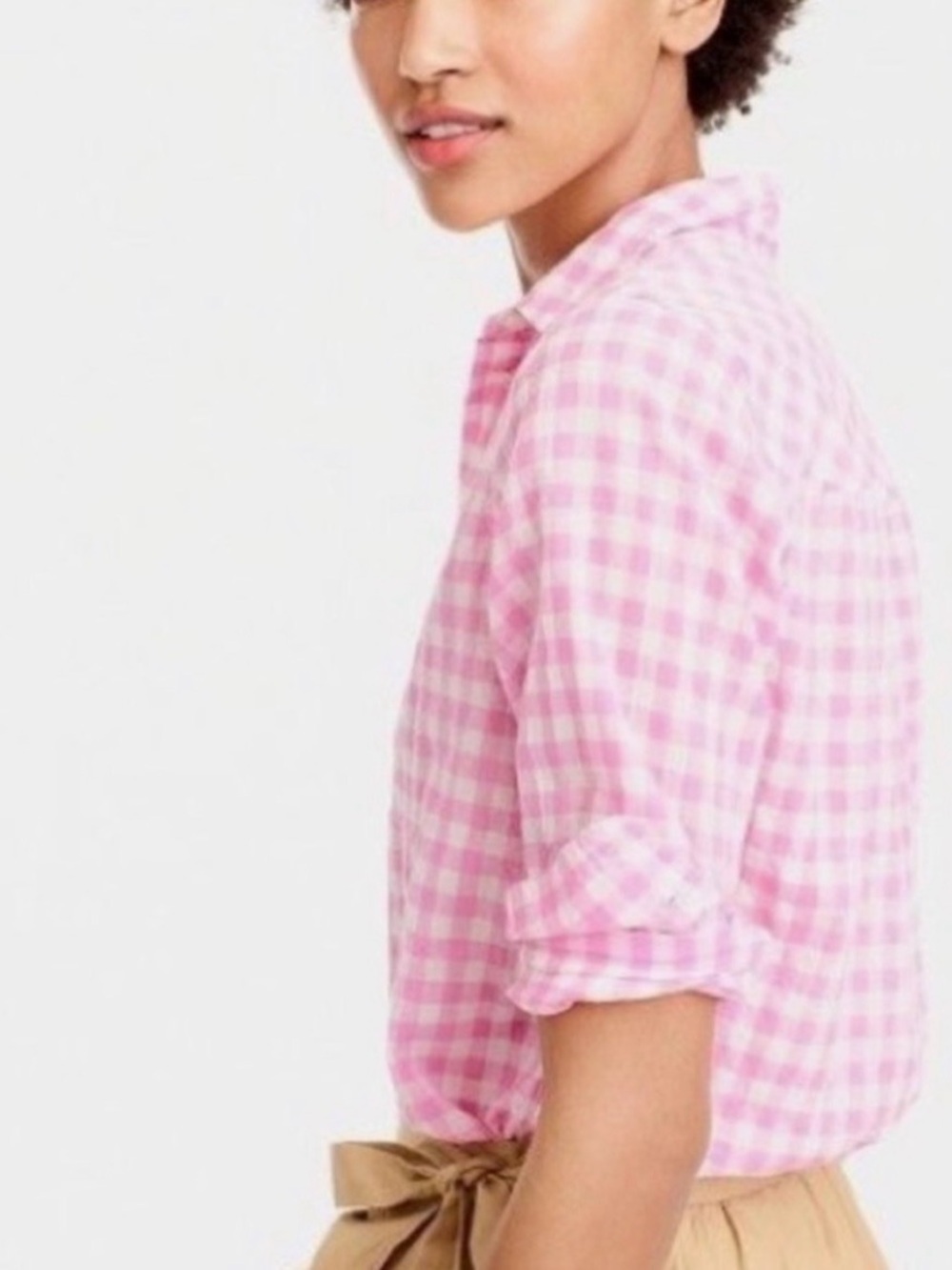 J crew Pink Gingham Button-Up Shirt - Classic Casual size 0
